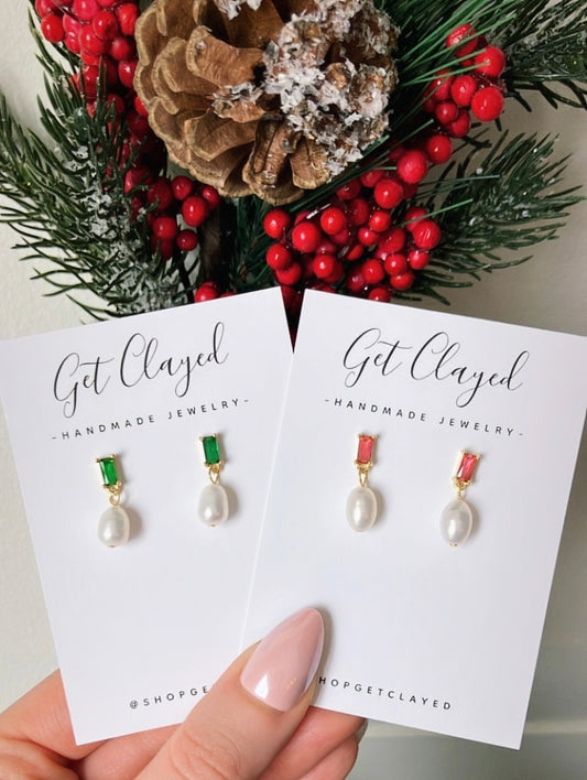 18k gold plated CZ pearl dangles