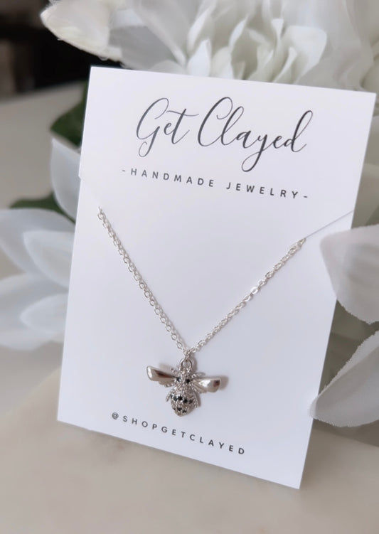 925 Sterling silver plated bee necklace