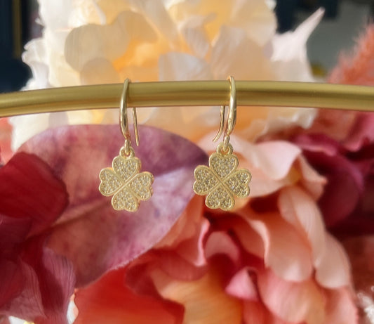 14k gold plated CZ clover