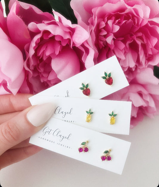 14k gold plated fruit studs