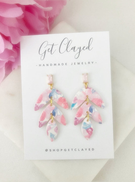 18k gold plated pink CZ dangles