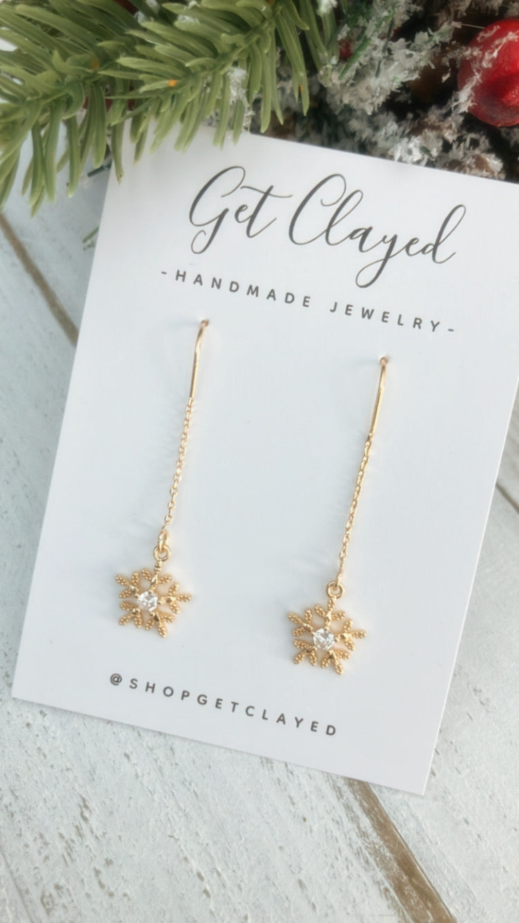 18k gold plated threader style snowflakes