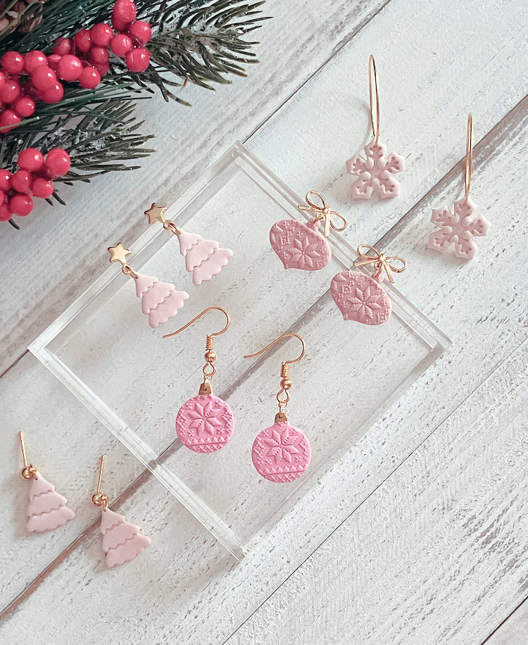 14k gold plated pink tree dangles