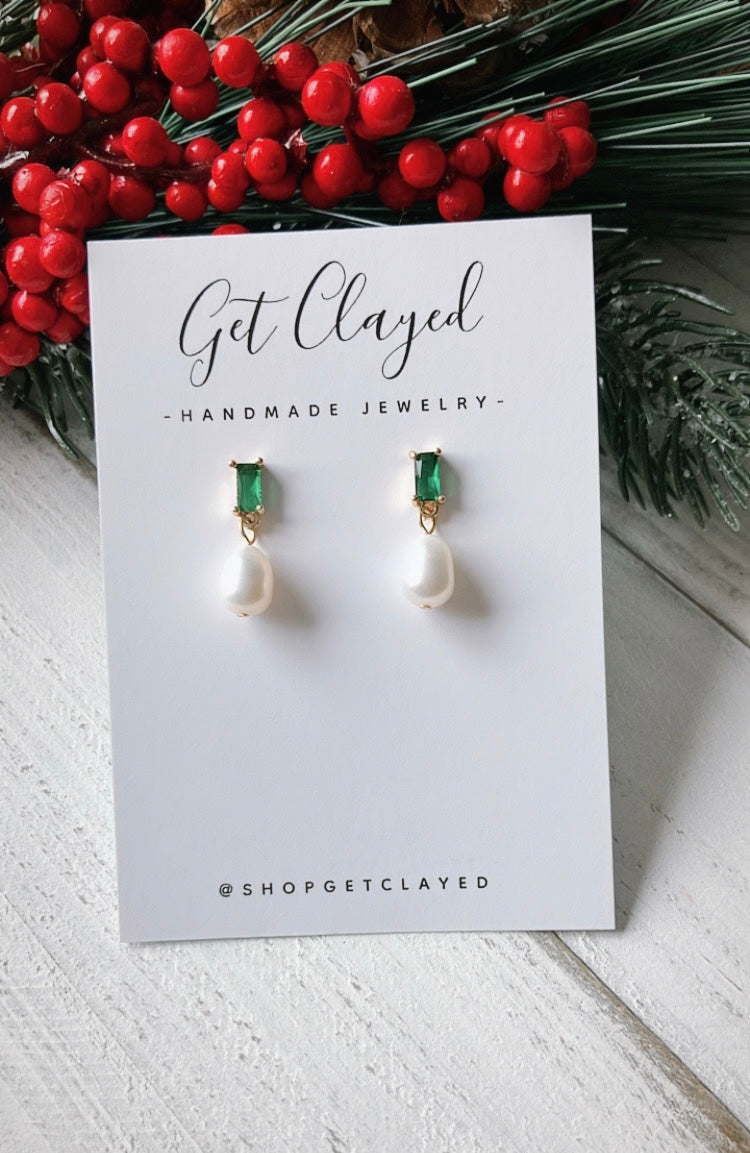 18k gold plated CZ pearl dangles