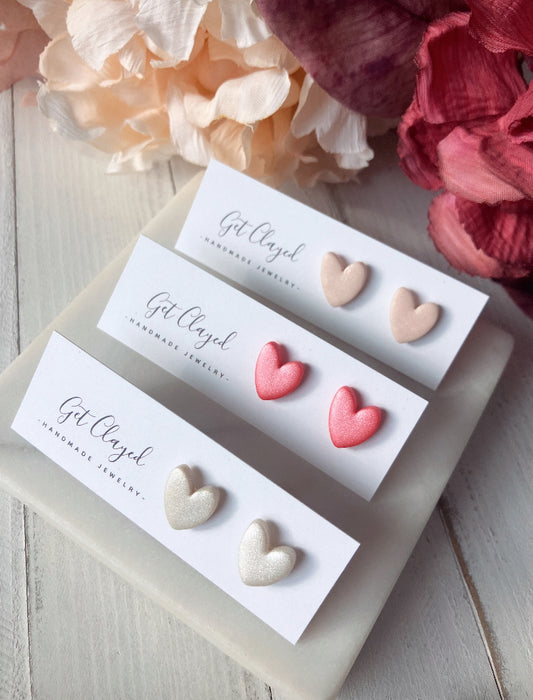 Pearl shimmer heart studs