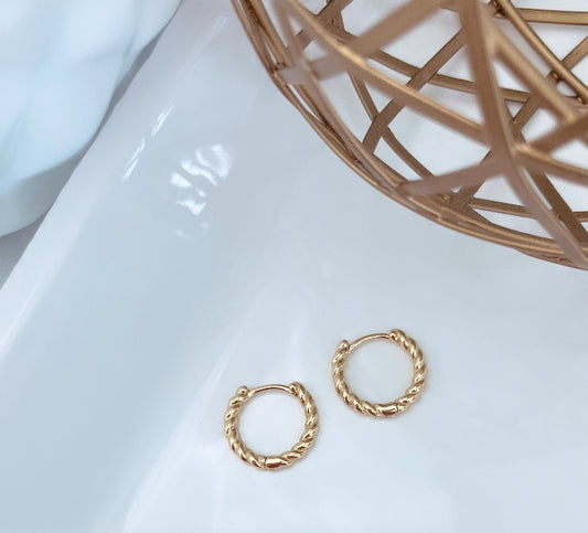 14k gold plated 925 sterling silver twist hoops