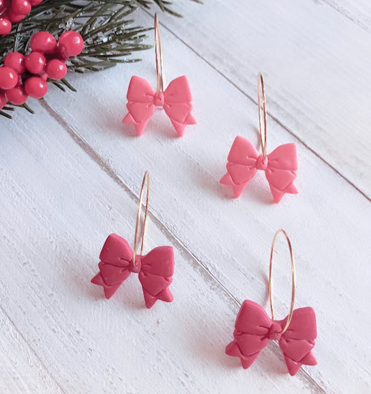 Christmas Bow hoops