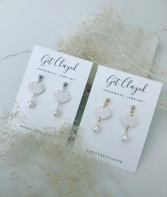 Pearl seashell dangles