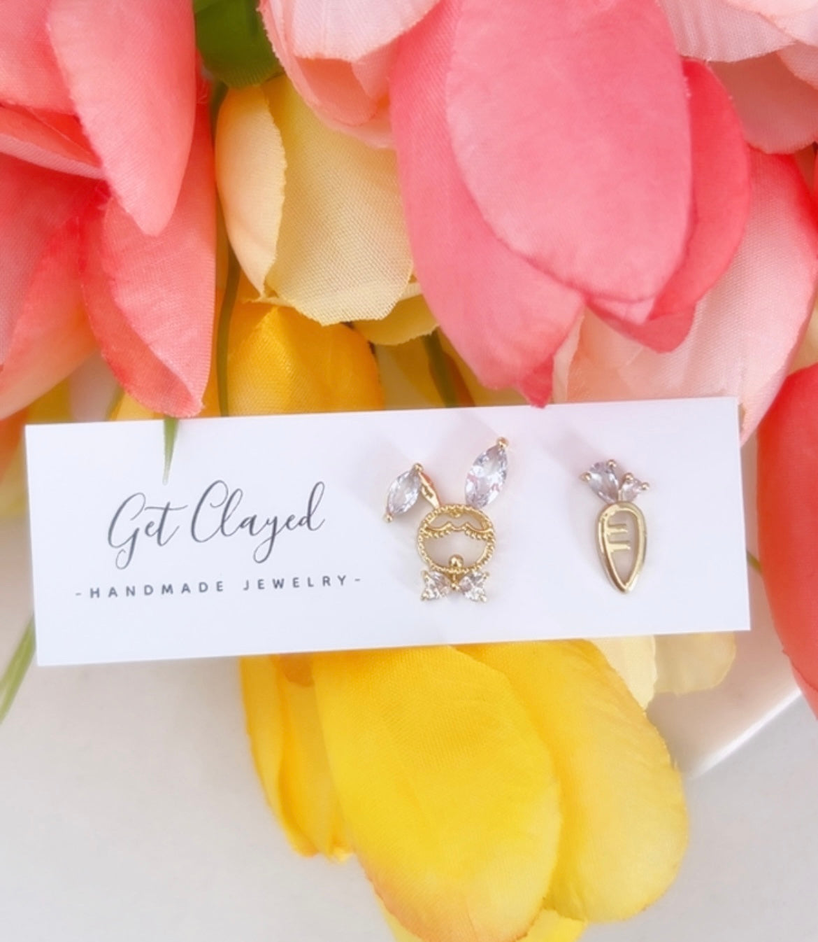 14k gold plated bunny + carrot studs