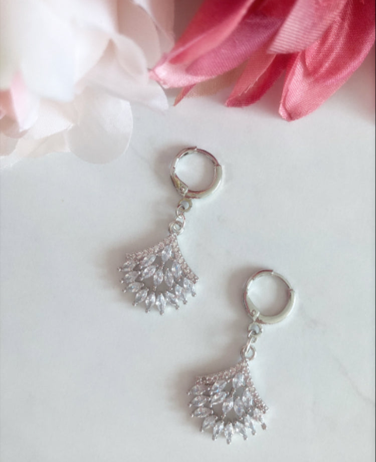 White gold plated zircon gem dangles