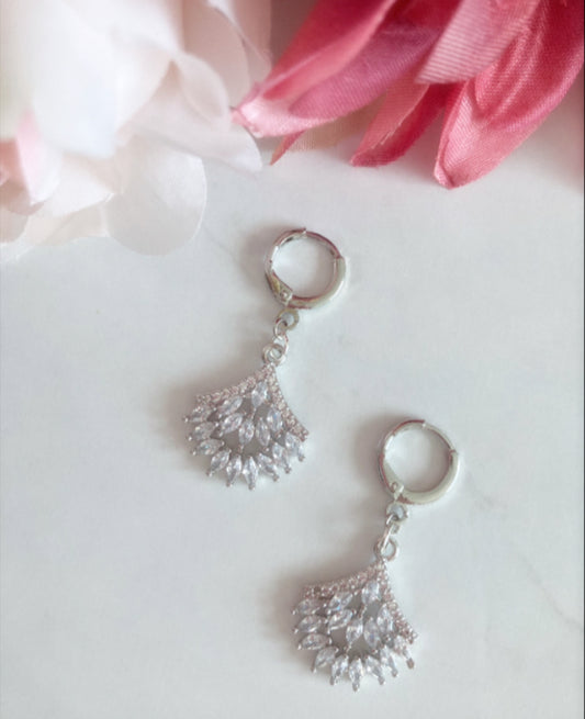 White gold plated zircon gem dangles