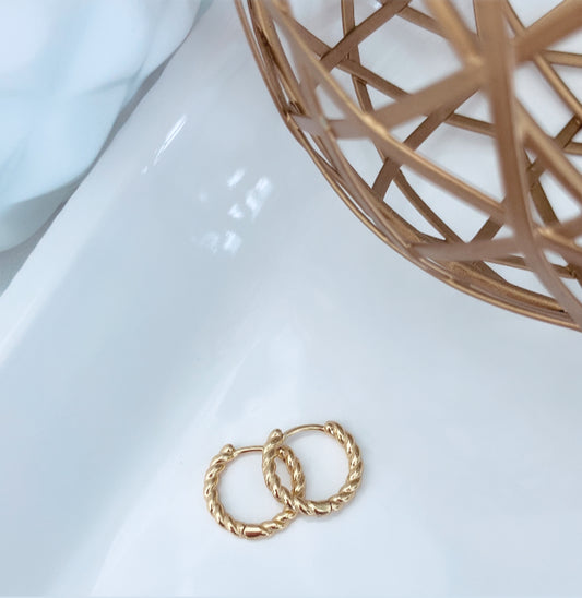 14k gold plated 925 sterling silver twist hoops