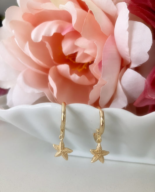 18k gold plated starfish huggies