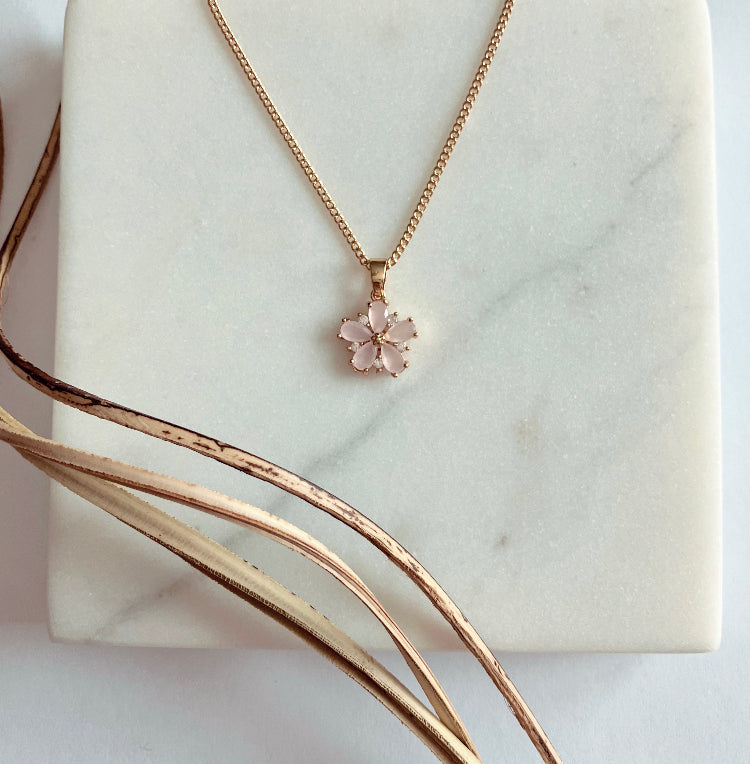 18k gold plated flower necklace
