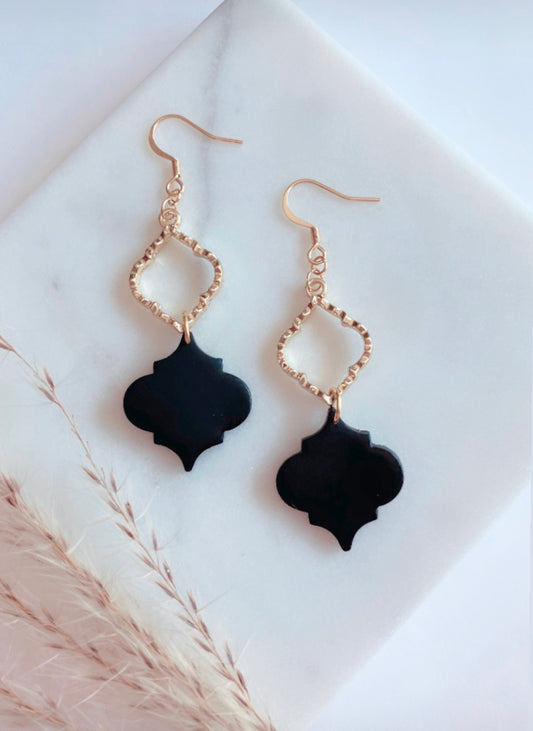 Black & gold geometric earrings